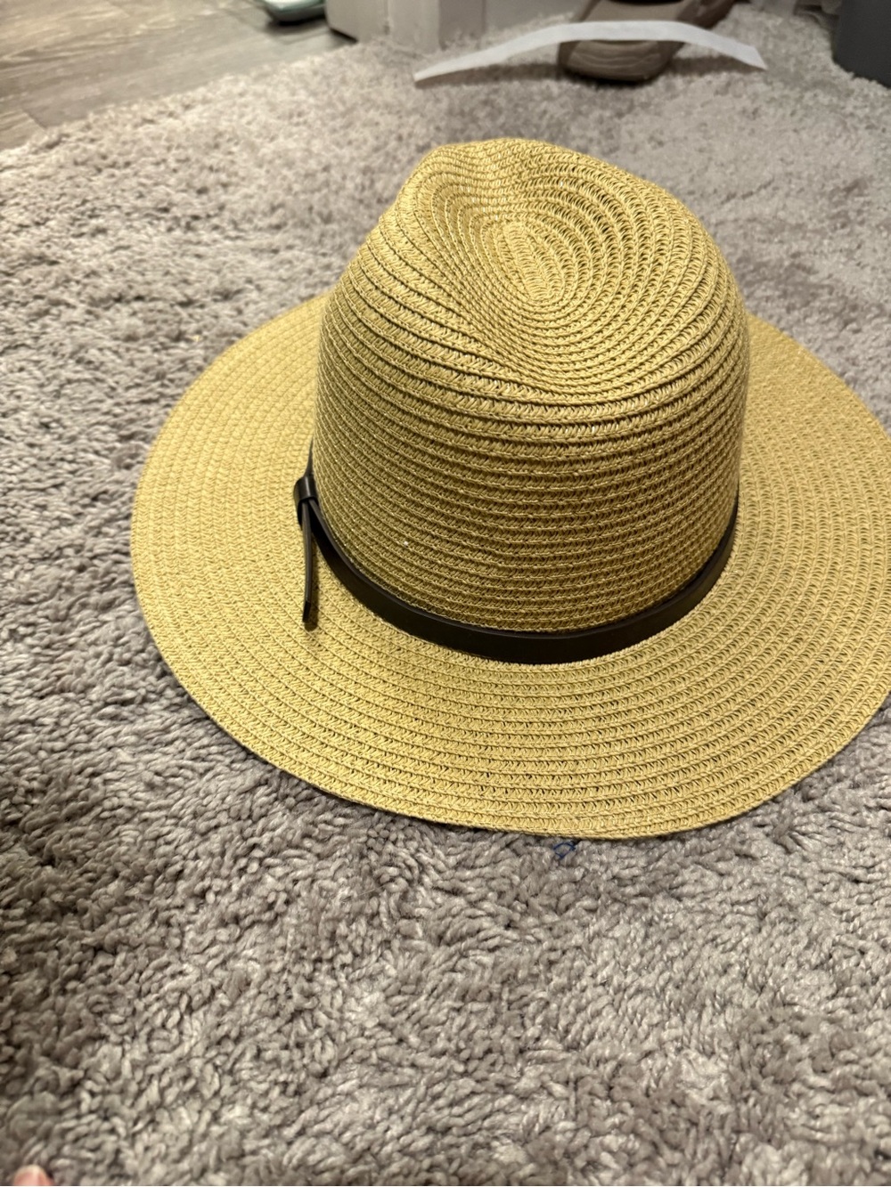 Yellow Straw Fedora with Black Band